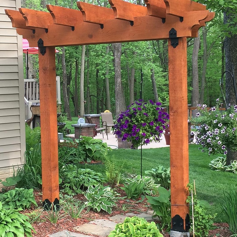 Ozco Laredo Sunset 4x6 Post Base Kit, Includes Decorative Plates, Hex Cap Nuts, OWT Timber Screws, Galvanized Steel for Pergolas | 56604 - Image 2